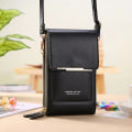 Miniatyrbild 1 av 6: Buylor Damväska Trend Handväskor Mjukt läder Små plånböcker Touch Screen Mobilväska Mode Crossbody axelväskor BLACK 11x5x19CM