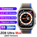 Miniatyrbild 2 av 6: ZD8 Ultra MAX Plus Smart Watch Series 8 Kompass 49mm Titanium Legering Bluetooth Call NFC ECG IP68 Vattentät Smartwatch Herr Gold