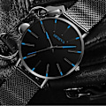 Miniatyrbild 6 av 6: Herrmode Minimalistisk Ultra Tunna klockor för män Enkel Business Rostfritt stål Mesh bälte Quartz Watch relogio masculino Mesh Black Red