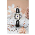 Miniatyrbild 6 av 6: Lyx vit ballong Safir Mode Business Watch Casual Läder Enkel Par Quartz Watch för kvinnor Presentarmbandsur men-black