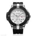Miniatyrbild 1 av 6: MEGIR Analog Quartz Watch for Herr Mode Chronograph Armbandsur med silikonrem Ljusande händer Automatisk datum 24-timmarsvisning White