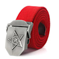 Miniatyrbild 1 av 6: SupSindy Män&Kvinnor Canvasbälten 3D Five Rays Star Army Militär Taktiskt bälte CCCP Patriotiska soldater Man Strap Jeans Midjeband Red 130cm