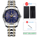 Miniatyrbild 1 av 6: POEDAGAR Lyx Business Herrklockor Sport Märke Rostfritt Stål Lysande Vattentät Quartz Armbandsur For Man Kalender 2023 Ny 987 blue and box