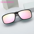 Miniatyrbild 6 av 6: DOHOHDO Polarized Clip On Solglasögon Flip Up Solglasögon Rektangulära körglasögon Spegel Solglasögon Night Vision Fiskeglasögon Pink as show