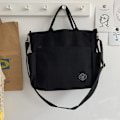 Miniatyrbild 1 av 6: Hylhexyr Dam Retro Stora Väskor Bomulls Canvas Axelväska Mode Crossbody Handväska Dragkedja Casual Tote Multi Pocket Outer Zipper Black