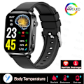 Miniatyrbild 1 av 6: Smärtfri Icke-invasiv åtgärd Blodsocker Watch Män Laserbehandling Blodtryck Hälsa Kvinnor Glukometer Smartwatch Black Silicon