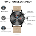 Miniatyrbild 4 av 6: 2021 Watch CHEETAH Märke Mode Sport Kvartsklockor Herr Läder Vattentät Chronograph Clock Business Relogio Masculino S Grey Box