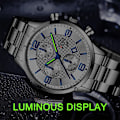 Miniatyrbild 4 av 6: Lyx Herr Klockor i rostfritt stål Mode Herr Affär Läder Watch Man Kalender Datum Lysande klocka relogio masculino Leather Black Silver