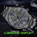 Miniatyrbild 4 av 6: Lyx Herr Klockor i rostfritt stål Mode Herr Affär Läder Watch Man Kalender Datum Lysande klocka relogio masculino Steel Silver White