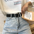 Miniatyrbild 2 av 6: Unisex PU-läderbälte Mode Kvinna Män Casual Fyrkantsnål Spänne Jeans Bälten För Byxor Dam Svart Kaffe Midjerem Camel 100cm