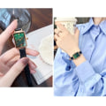 Miniatyrbild 6 av 6: Lyxig grön watch Enkel watch Dam Originalitet Retro Liten fyrkantig klocka Watch Vattentät watch green strap