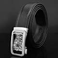 Miniatyrbild 1 av 6: Lyxmärke tiger automatiskt spänne man vitt bälte äkta läder modedesigner Casual Hög kvalitet ceinture homme Black  silver(.184) 110cm(.184)