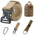 Miniatyrbild 6 av 6: Army Style Stridsbälten Set Inkluderad Väska Krok Snabbkoppling Taktiskt bälte Herr Militär Canvas Utomhus Jakt Camping Trekking Set D Green 125cm
