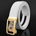 Miniatyrbild 1 av 6: Lyxmärke tiger automatiskt spänne man vitt bälte äkta läder modedesigner Casual Hög kvalitet ceinture homme White gold 115CM