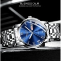 Miniatyrbild 3 av 6: BELUSHI Herrmode Business Quartz Klockor Topp Lyx Märke Helt Stål Vattentät Analog Armbandsur Herr Kalenderklocka Silver Golden Green