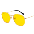 Miniatyrbild 1 av 6: Hexagon Solglasögon Dam Märke Designer Solglasögon Män Fyrkantig metallbåge Körning Fiske Glasögon Goggle Zonnebril Mannen gold clear yellow No Polarized