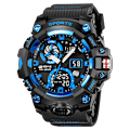 Miniatyrbild 4 av 6: STRYVE Märke Herr Sportklockor Dual Display Analog Digital LED Elektronisk Quartz Armbandsur 50m Vattentät Watch 8027 Transparency red
