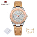 Miniatyrbild 1 av 6: NAVIFORCE Mode Minimalistisk Design Watch för kvinnor Casual Quartz Dam Läder Armbandsur Case Kvinnlig klocka RGWLBN