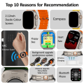 Miniatyrbild 4 av 6: HK8 Pro Max Ultra Smart Watch Herr 49mm AMOLED Skärm Kompass NFC Smartwatch Blodtryck Fitness Klockor för Android IOS Orange