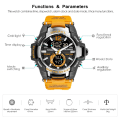 Miniatyrbild 6 av 6: SMAEL Dual Time Army Watch för män Lysande Vattentät Quart Digital Armbandsur Väckarklocka LED Bakgrundsbelysning Kalender 1805 Orange-Box
