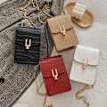Miniatyrbild 4 av 6: Krokodilmönster Mode Damväska Högkvalitativ textur Axelväska Mobiltelefonväska PU-spänne Crossbody-väskor för kvinnor White