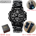 Miniatyrbild 1 av 6: Utomhus Survival Watch Multifunktionell Vattentät Militär Taktisk Paracord Watch Armband Camping Vandring Nödutrustning grey with box strap