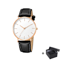 Miniatyrbild 1 av 6: Watch 2022 Lyxmode Enkel Armbandsur Läder Guld Urtavla Casual Man Brecalet Quartz Clock Vip-länk för droppe 567 Black white
