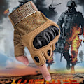 Miniatyrbild 6 av 6: Halvfingerhandskar för män, militära taktiska utomhushandskar, sportskytte, jakt, airsoft, motorcykel, cykelhandskar khaki L
