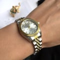 Miniatyrbild 4 av 6: 1 st utsökt kvinnoklocka Watch Casual Business Strass Silver Guld watch med rostfritt stål remskalender Gold