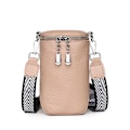 Miniatyrbild 3 av 6: Äkta läder Kvinnor Axelväskor Lyxmärken Mini Kvinnlig Mobiltelefonväska Hög kvalitet Kvinnor Handväskor Kvinnlig Messenger Bag Beige