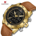 Miniatyrbild 4 av 5: Lyxmärke Herr NAVIFORCE 9144 Army Military Watch Digital Läder Sport vattentäta Klockor Kvarts Herrklocka Relogio Masculino GGLBN