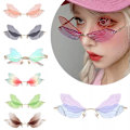 Miniatyrbild 2 av 6: Butterfly Solglasögon Rimless Dragonfly Wing Solglasögon Dam Vintage Clear Ocean Lens Glasögon Män Rosa Solglasögon Solglasögon UV400 06 sunglasses