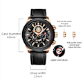 Miniatyrbild 3 av 6: Watch Watch Mode Mekanisk stil Läder Student Watch Kalender Vattentät Armbandsur Relogio Masculino 2311P-FH