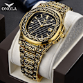 Miniatyrbild 5 av 6: Mode quartz watch herr Märke ONOLA lyx Retro gyllene klocka i rostfritt stål herr guld watch watch hombre ON3808 Retro silver