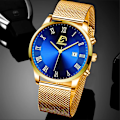 Miniatyrbild 2 av 6: Minimalistiska herrklockor Lyxigt rostfritt stål Mesh -bälte Quartz Watch 2022 Herr Business Casual Sportklocka Leather Black Black