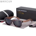 Miniatyrbild 1 av 6: BARCUR Black Walnut Solglasögon Trä Polariserade Solglasögon Herr Glasögon Herr UV400 Skyddsglasögon Original Träkartong Leopard Gray BARCUR Polarized