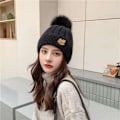 Miniatyrbild 1 av 6: Vintervarma Hattar För Kvinnor Nytt Mode Koreanska Blandningar Tjock Varm Stickad Hatt Bonnets Skullies Beanie Hatt Black