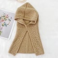 Miniatyrbild 1 av 6: Nya Mode Vinter Kvinnors Hattar Beanie Hatt Stickad Huva Halskrage Justerbar Elastisk Keps Flickors Hattar Gorros Mujer Invierno Camel 54-60cm