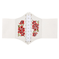 Miniatyrbild 1 av 6: Broderad Svart Dam Bälte Blomma Midjekorsett Vacker Stretch Elastisk Midjeband Bred Korsett PU Läder Midja Smal white embroidery 69-95cm