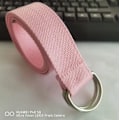 Miniatyrbild 1 av 6: Mode bälte för män/kvinnor D-format dubbelringspänne Enkelt solid bomullscanvas All-match unisex canvasbälten Midjebälte lyx pink 100cm