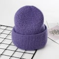 Miniatyrbild 1 av 6: Visrover 9 Färger Unisex Solid Färgade Mössor Vinterhatt För Kvinna Stickad Bonnet Acryl Kvinna Höst Varma Skullies 4-lurex  purple