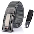 Miniatyrbild 1 av 6: Nytt mode herrbälte Toppkvalitet Bekväma nylon för män Metall Automatiskt spänne Ung Canvas Taktisk designerbälte Gray Belt B Set 120cm Adjustable
