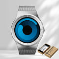 Miniatyrbild 1 av 6: Creative Quartz Watches Herr Top MODE Märke Casual Rostfritt stål Mesh Band Unisex Watch Klocka Man kvinnlig Gentleman present 6004-SSU-with Box