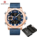 Miniatyrbild 1 av 6: NAVIFORCE Originalklockor för män Lyxmärke Quartz Dual Display Militär watch Mesh stålband Vattentät klocka RGBEBE BOX