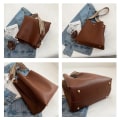 Miniatyrbild 5 av 6: Mode Bucket-väska för kvinnor Handväska PU-läder Axelväska Lyxdesigner Bred rem Dam Crossbody-väska kvinnlig Totes bolsa brown