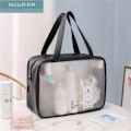 Miniatyrbild 1 av 6: Kvinnor Transparent Vattentät PVC kosmetikaväska Bärbar Nödvändig kosmetisk väska Organizer Mode små stora toalettväskor Large black