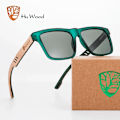 Miniatyrbild 2 av 6: HU WOOD Nya högkvalitativa fyrkantiga solglasögon för män Polariserad UV400 Mode solglasögon Spegel Sportsolglasögon Köra oculos Green Polarized