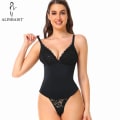 Miniatyrbild 2 av 6: Stringtrosa Shapewear Body Dam Helkroppsformare Overbust Spets Underkläder Body Suit Öppen gren Spets BH Underkläder Remmar Blue 4XL