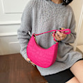 Miniatyrbild 2 av 6: Mode Kvinnor Handväska Enfärgad Casual Mini Underarm Väska Kvinna Grön Kedja Axelväska Dam Läder Tote Bag Rose red shoulder