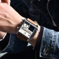 Miniatyrbild 6 av 6: Fyrkantiga klockor Herr LED Vattentät Flera tidszoner Herrklockor Lyxmärke Relogio Masculino Montre Homme Watch With Box (black)